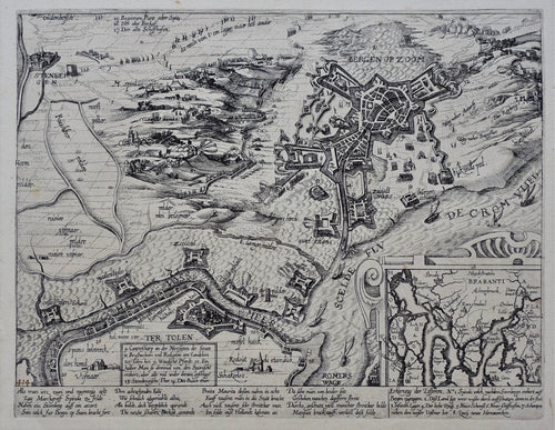 Bergen op Zoom en omgeving tijdens beleg 1622 - Abraham Hogenberg / Caspar Ens - 1627