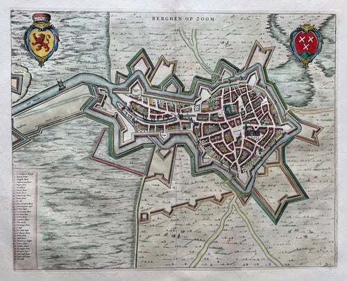 Bergen op Zoom Stadsplattegrond in vogelvluchtperspectief - J Blaeu - 1649