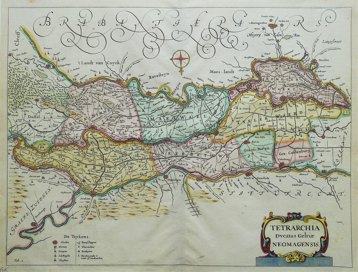 Gelderland Betuwe en Rijk van Nijmegen - N Geelkercken / JI Pontanus - 1639