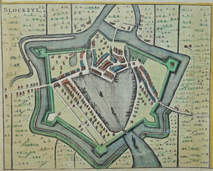 Blokzijl - Stadsplattegrond in vogelvluchtperspectief - J Janssonius - 1657