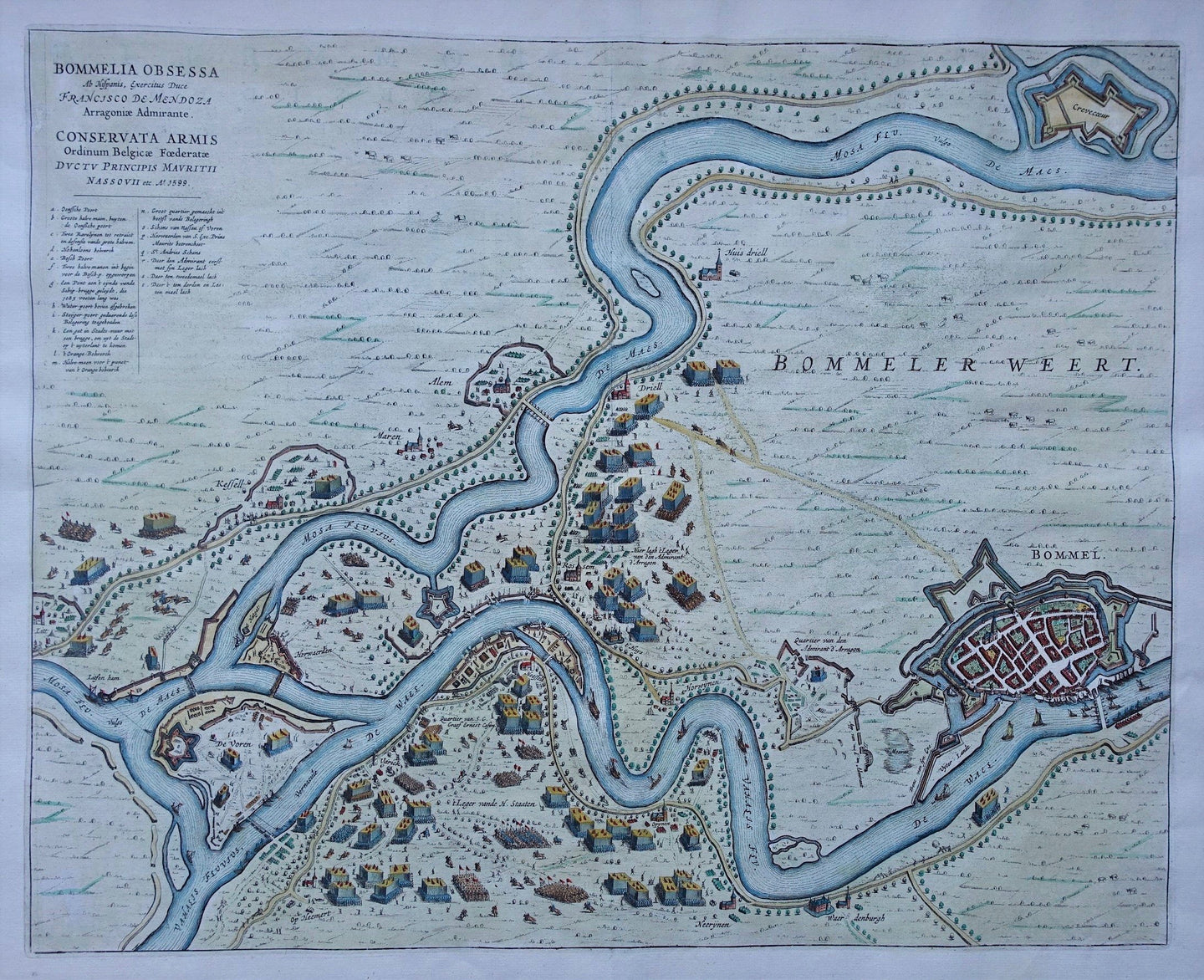 Zaltbommel en Bommelerwaard Beleg Zaltbommel 1599 - J Blaeu - 1649