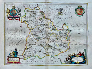 Wales Breconshire British Isles - J Blaeu - circa 1659