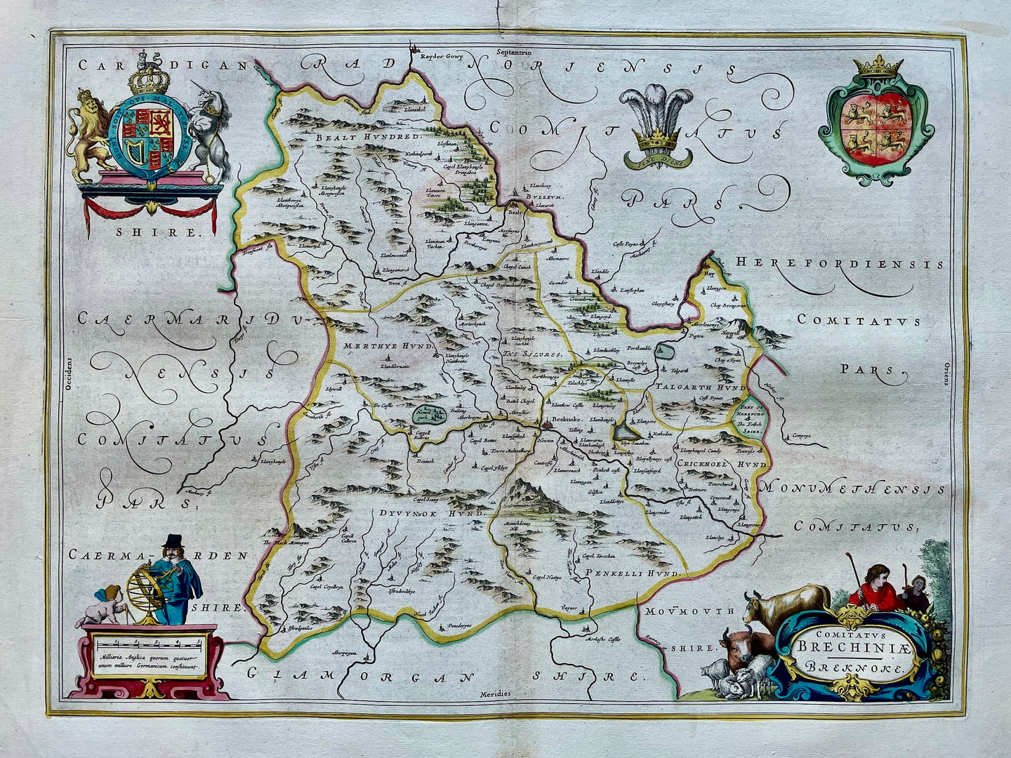 Wales Breconshire British Isles - J Blaeu - circa 1659