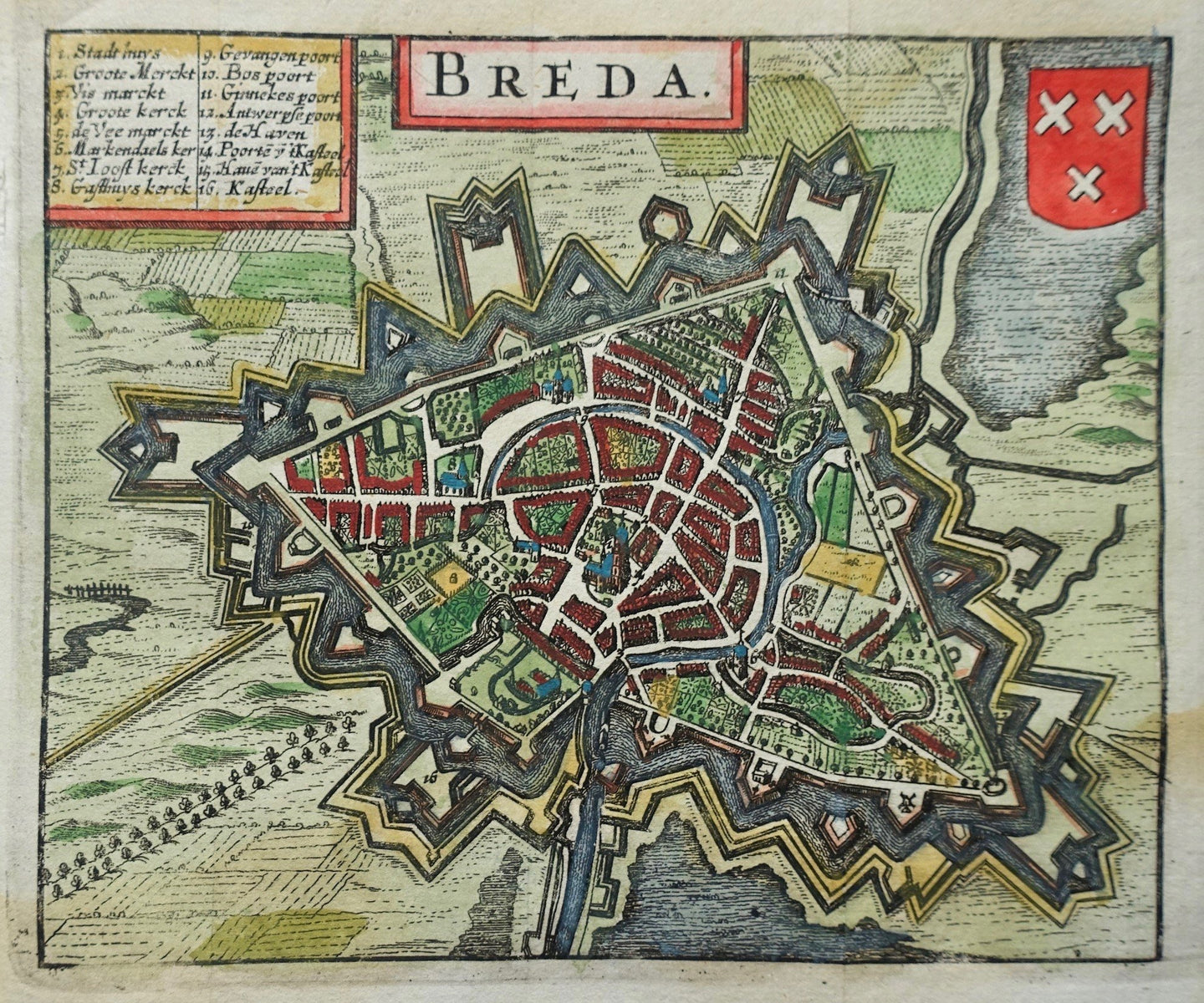 Breda Stadsplattegrond - WJ Blaeu / L Guicciardini - 1635