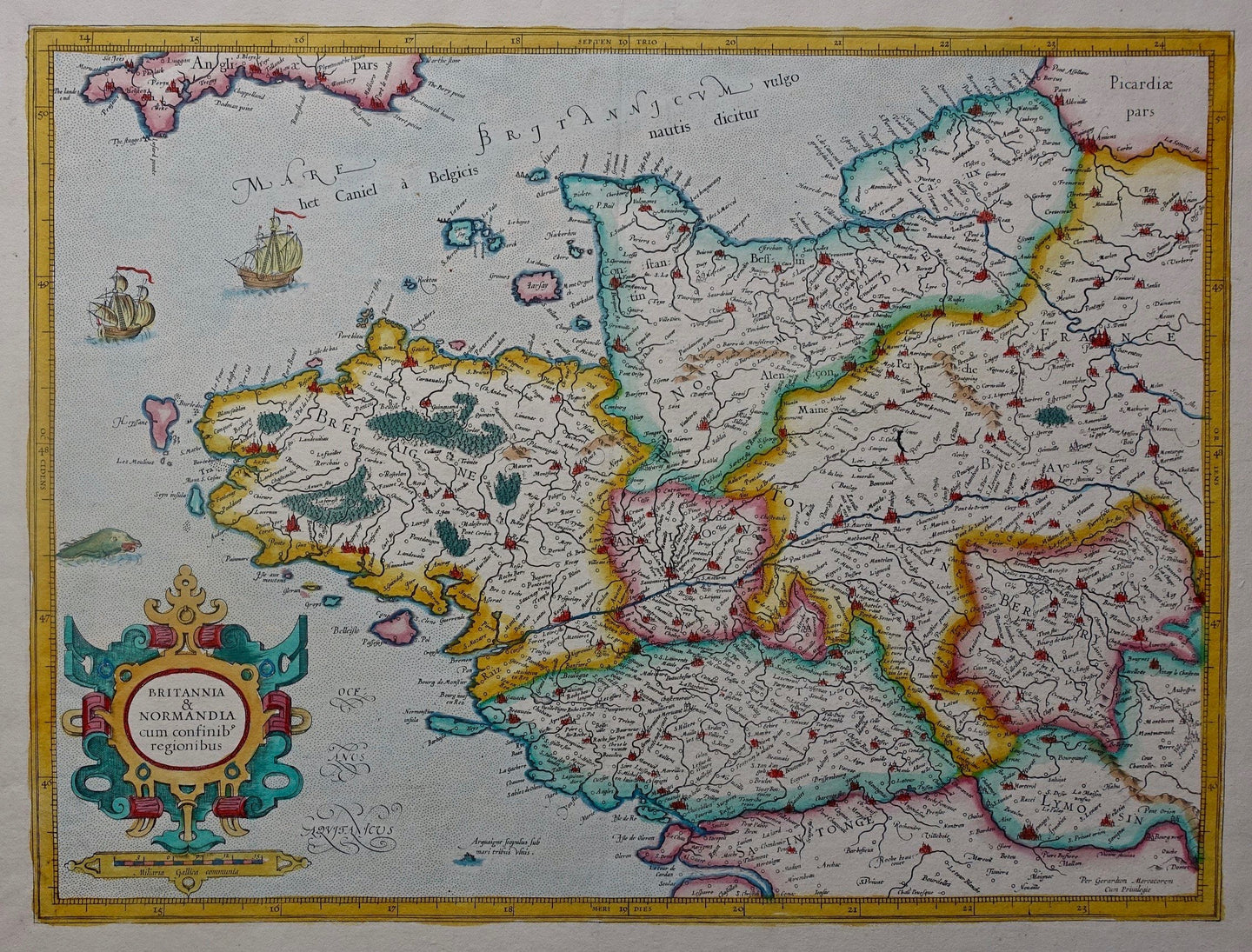Frankrijk Bretagne Normandië France Brittany Normandy - G Mercator - ca 1585
