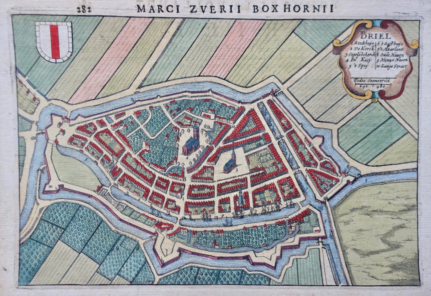 Brielle Stadsplattegrond in vogelvluchtperspectief - M Boxhorn - 1634