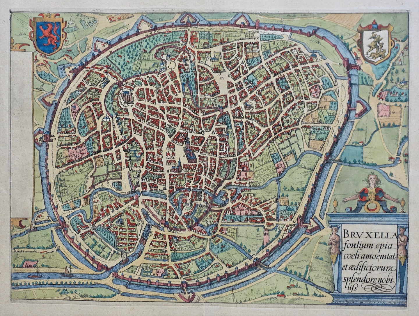 België Brussel Stadsplattegrond in vogelvluchtperspectief Brussels Belgium - WJ Blaeu / L Guicciardini - 1612