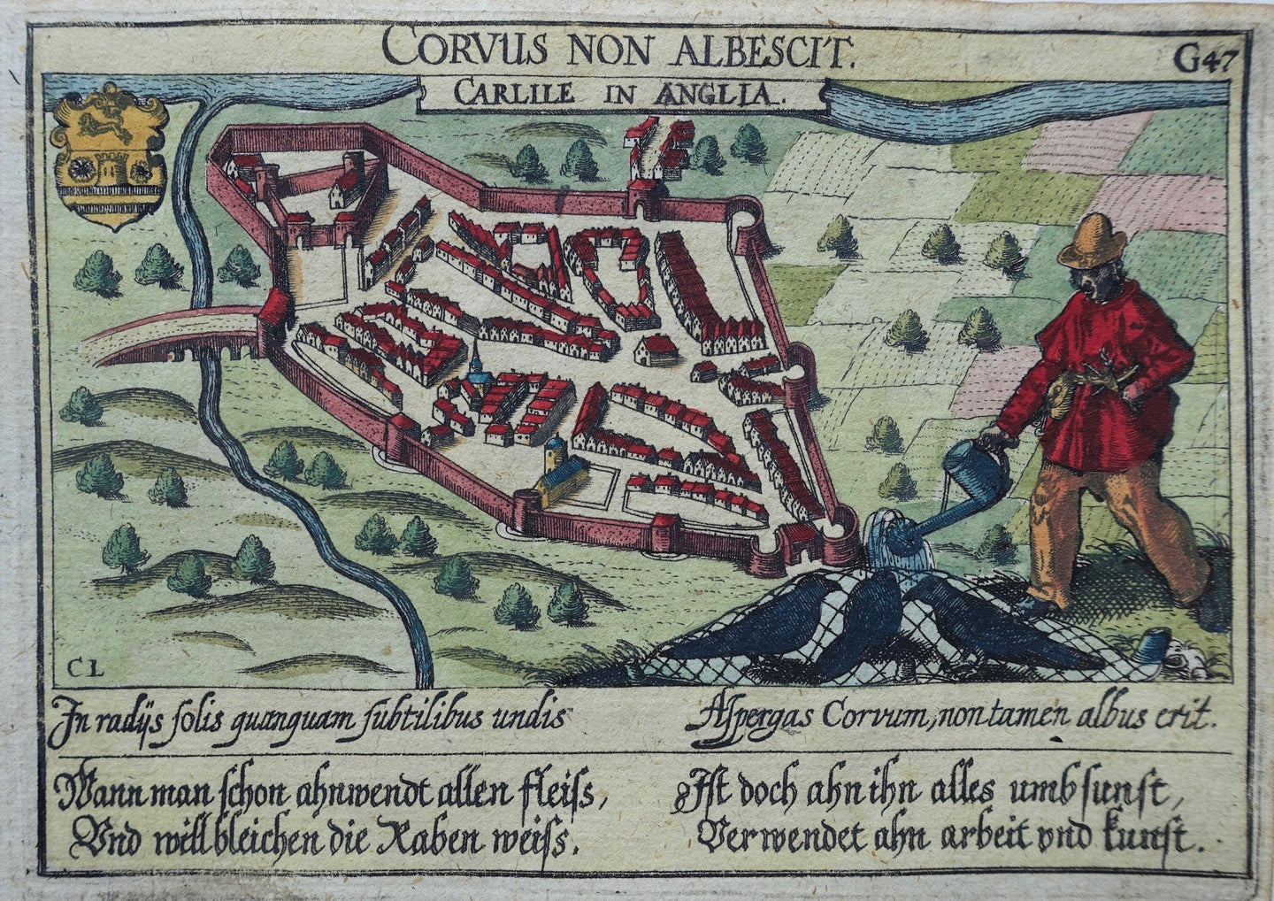 Engeland Carlisle Stadsplattegrond British Isles Plan of Carlisle England - D Meisner - 1630