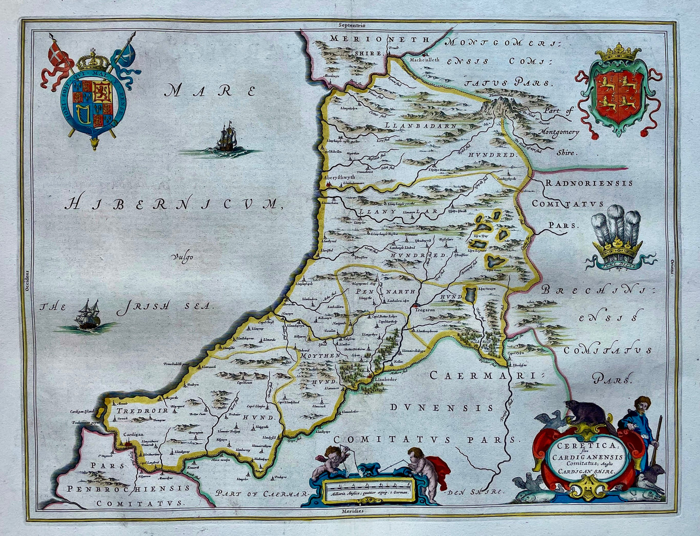 Wales Cardiganshire British Isles - J Blaeu - circa 1659