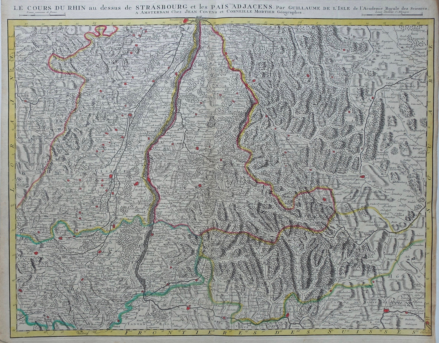 Frankrijk Duitsland Straatsburg Rijn France Germany Strasbourg Rhine - J Covens & C Mortier - ca 1735