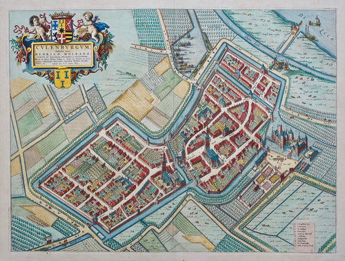 Culemborg Stadsplattegrond in vogelvluchtperspectief - J Blaeu - 1649