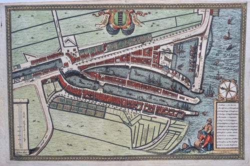 Delfshaven Rotterdam Stadsplattegrond in vogelvluchtperspectief - J de Ram / D van Bleyswijck - 1667