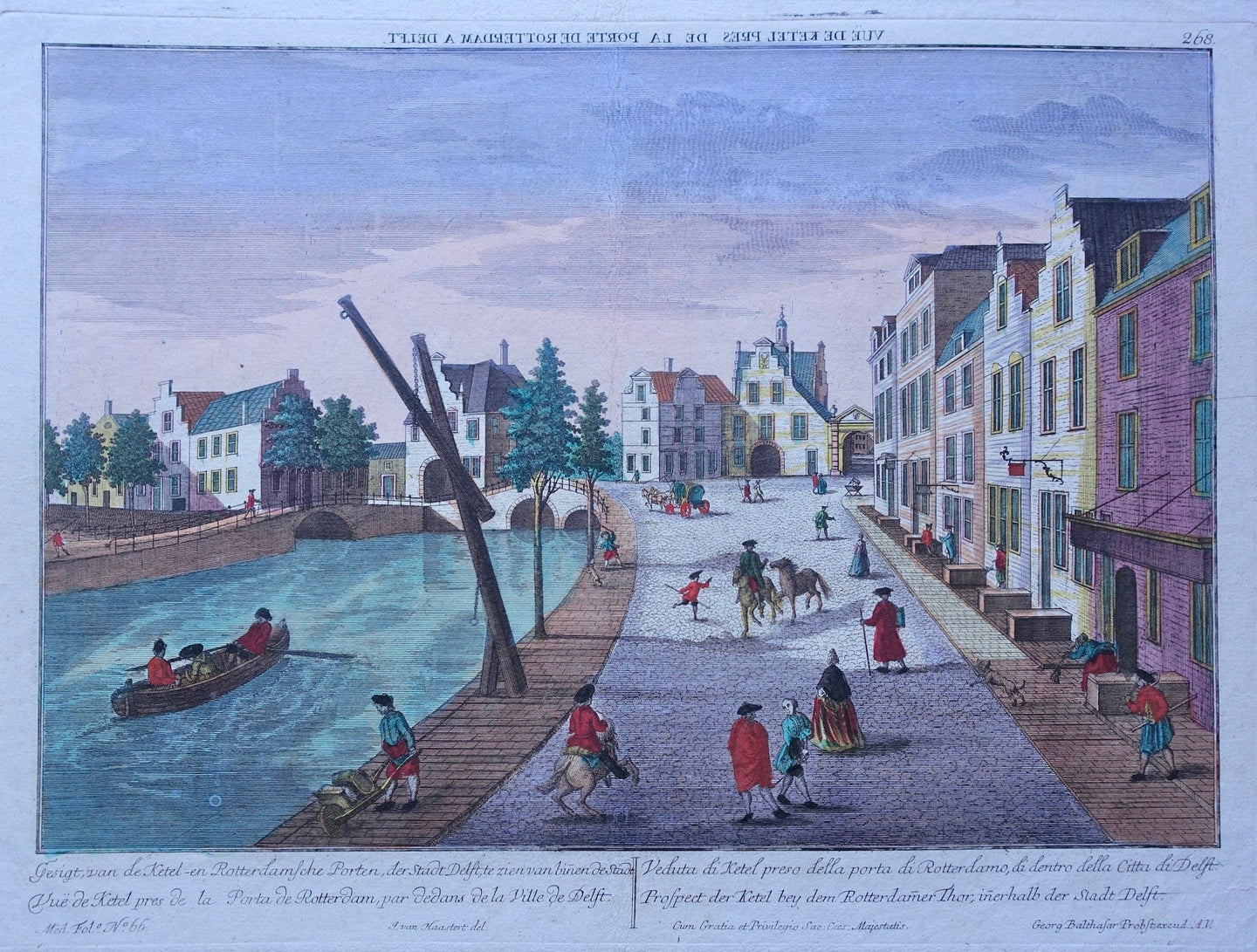 Delft Schiedamsepoort Rotterdamsepoort Oude Delft - GB Probst - ca 1765