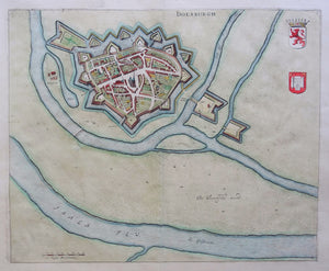 Doesburg Stadsplattegrond in vogelvluchtperspectief - Frederick de Wit - circa 1690