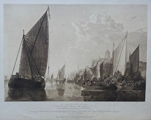 Dordrecht Maritieme prent met op de achtergrond de stad - T. Medland en J. Bailey / W Westall / Longman - 1813