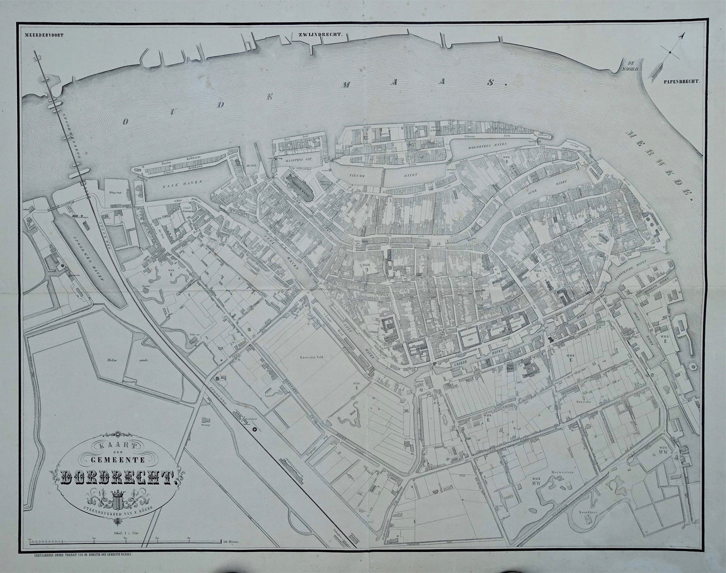 Dordrecht Stadsplattegrond - F Böger - circa 1880