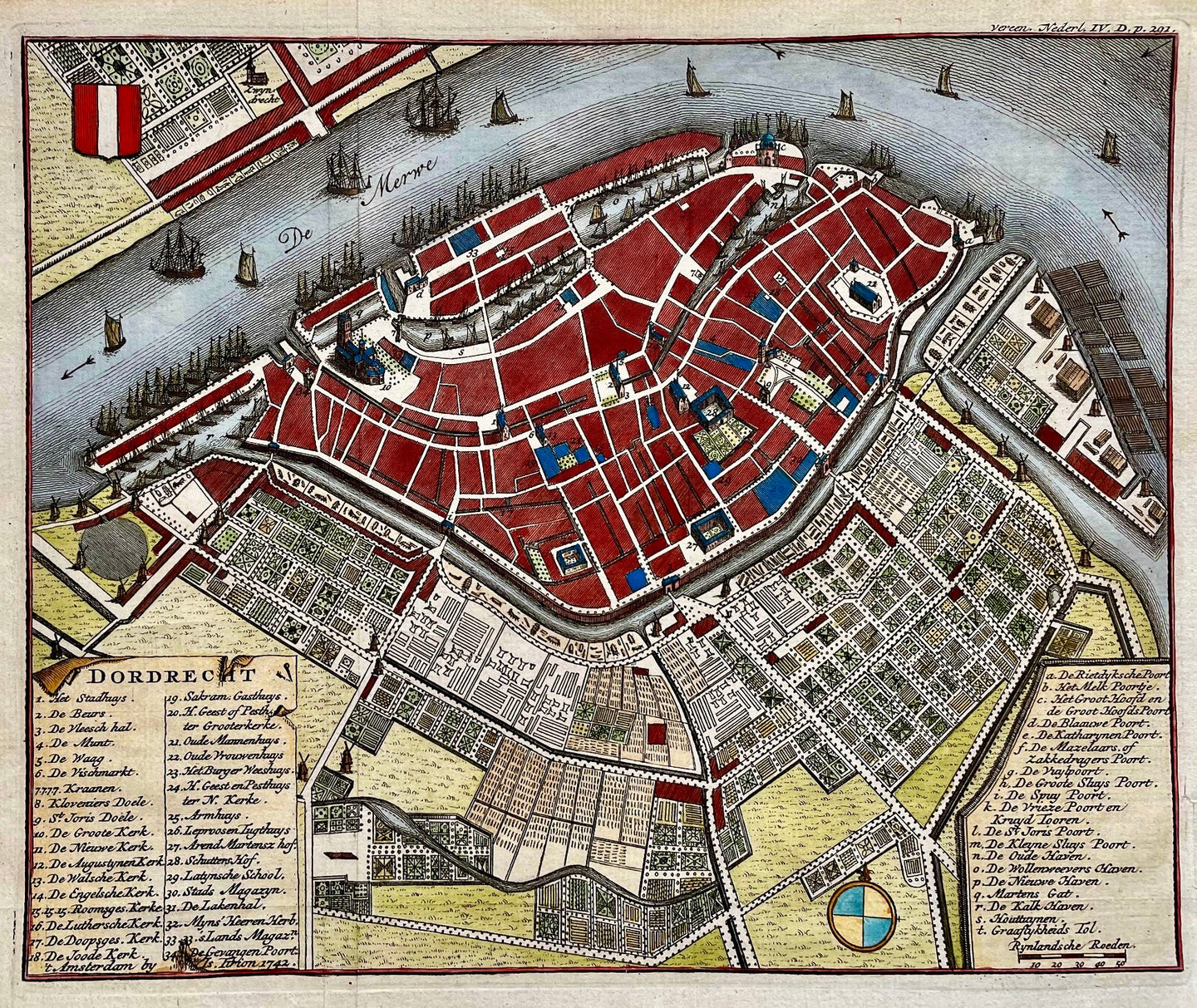 Dordrecht Stadsplattegrond - I Tirion - 1741