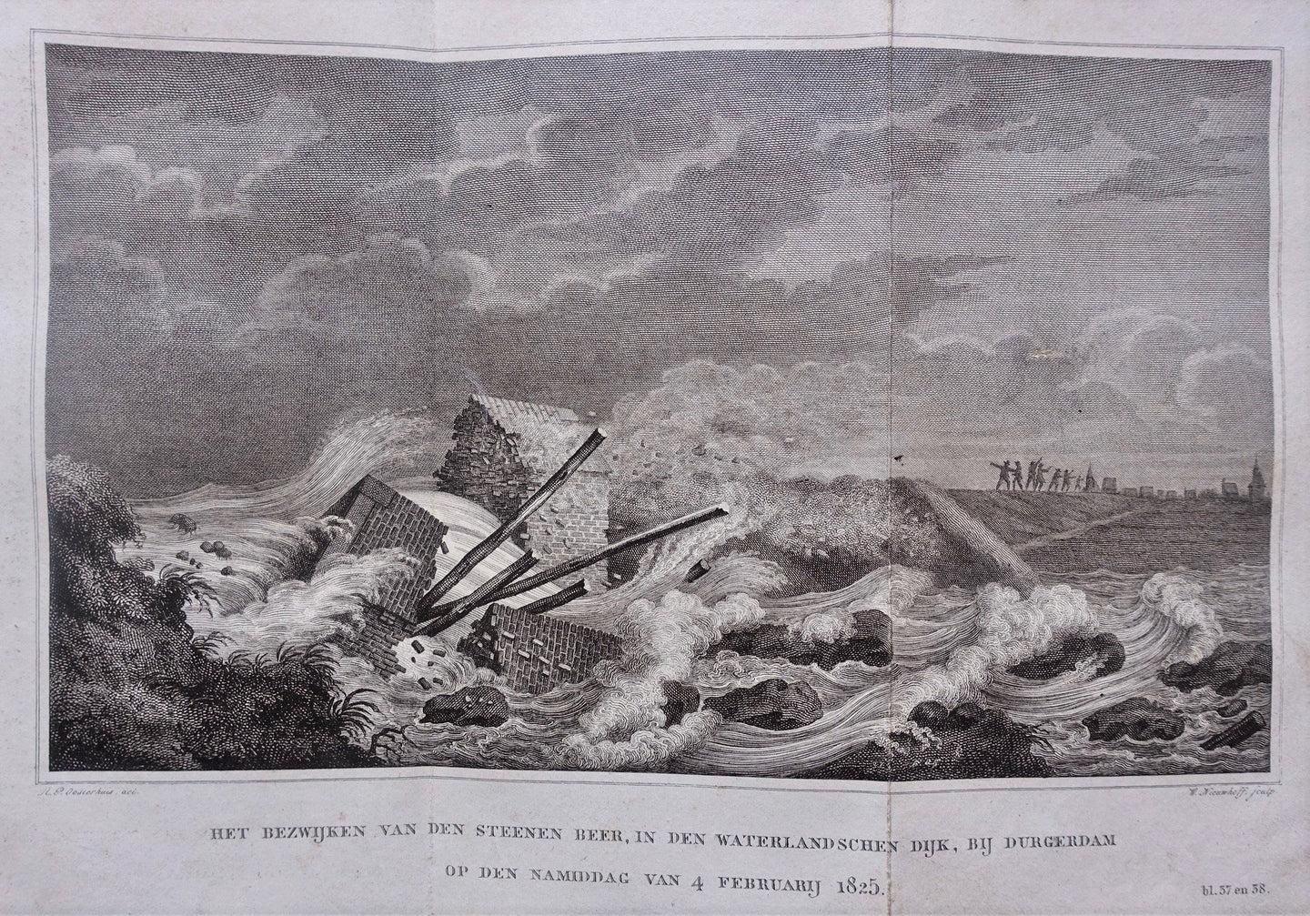 Durgerdam Amsterdam-Noord Watersnood Dijkdoorbraak 1825 Floods - HP Oosterhuis / W Nieuwhoff - 1826