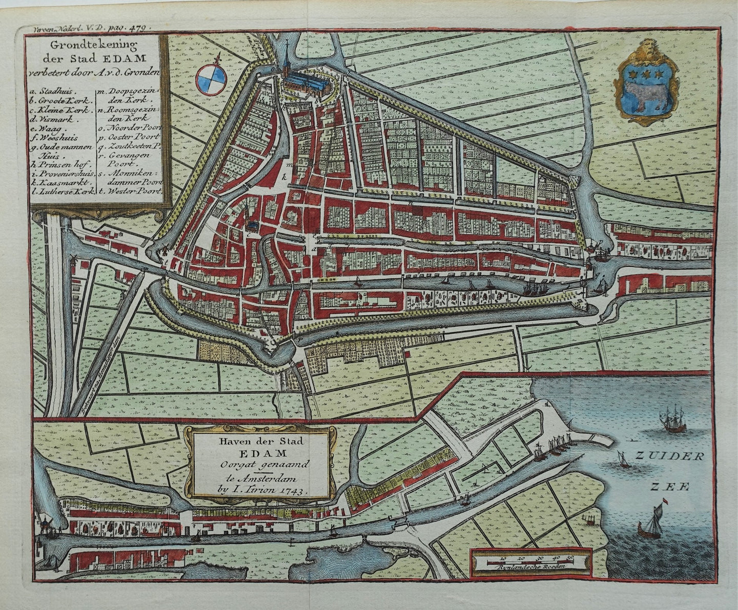 Edam Stadsplattegrond - I Tirion - 1743