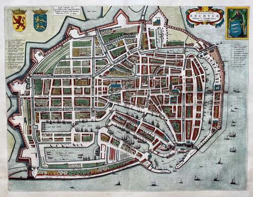 Enkhuizen Stadsplattegrond in vogelvluchtperspectief - J Blaeu - 1649