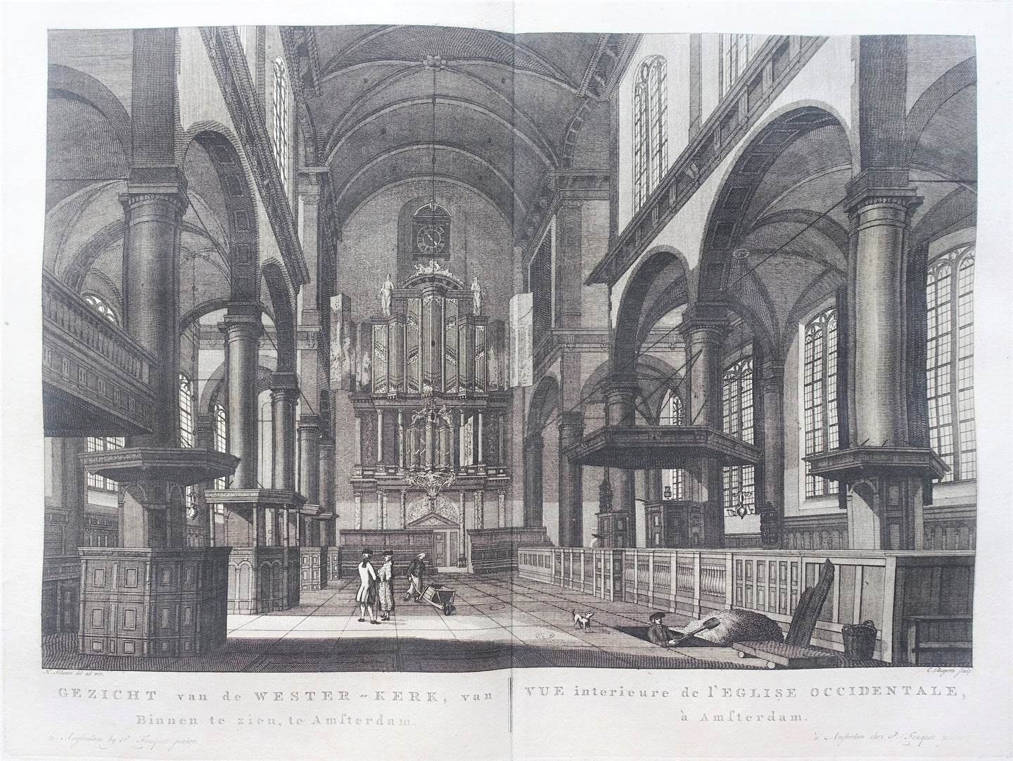 Amsterdam Westerkerk Interieur met orgel - P Fouquet - 1783