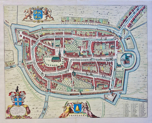 Franeker Stadsplattegrond in vogelvluchtperspectief - J Blaeu - 1649