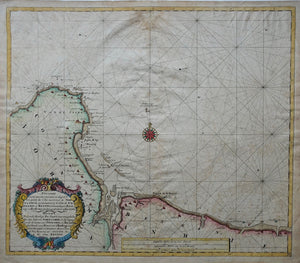 Frankrijk Normandie zeekaart France sea chart Normandy - G van Keulen - ca 1714