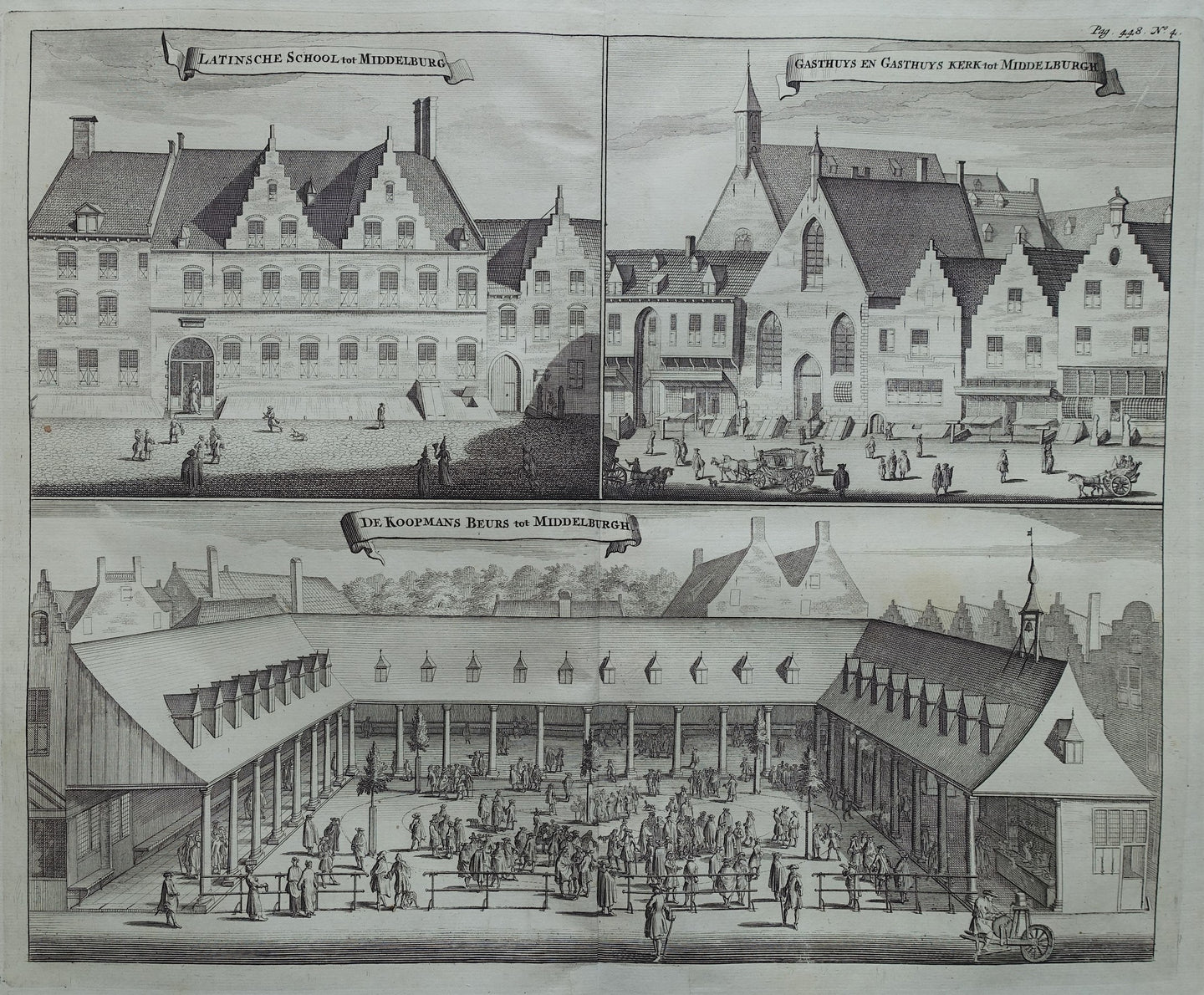 Middelburg Gasthuiskerk Latijnse School Koopmansbeurs - M Smallegange - 1696