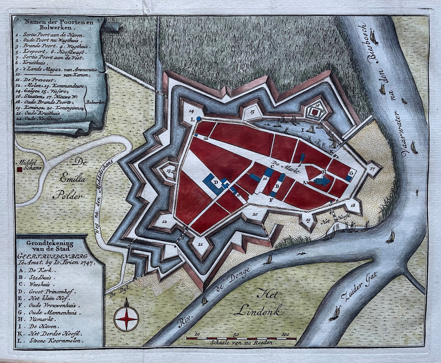 Geertruidenberg Stadsplattegrond - I Tirion - 1747