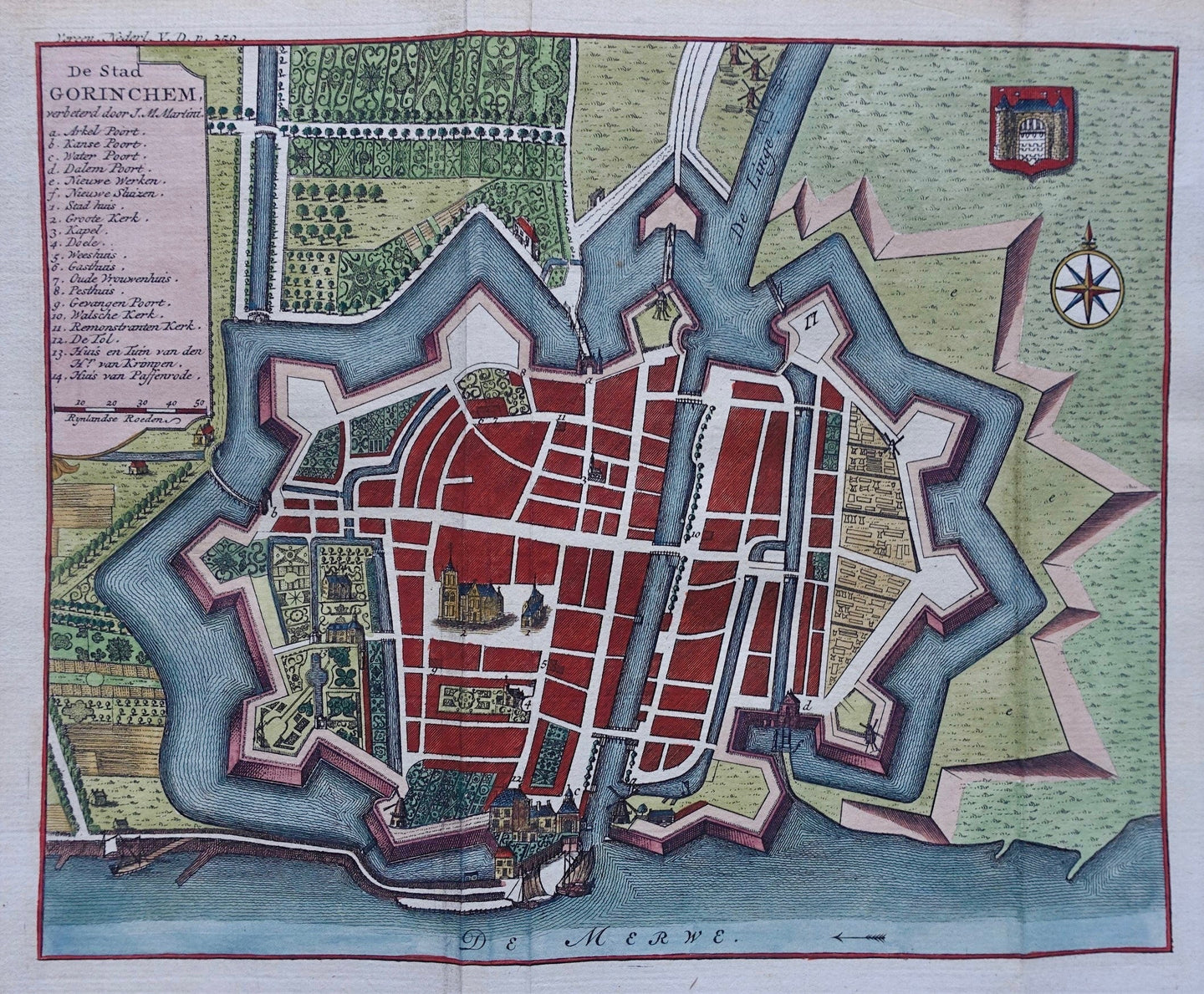 Gorinchem Stadsplattegrond Gorkum - I Tirion - ca. 1745