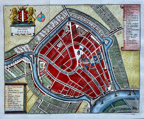 Gouda Stadsplattegrond - I Tirion - circa 1745