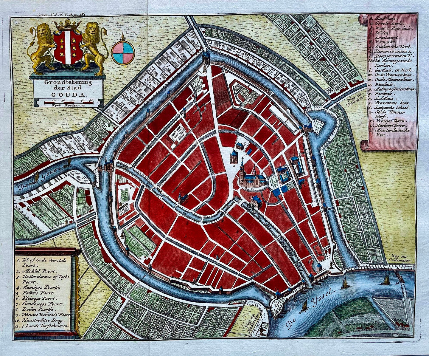 Gouda Stadsplattegrond - I Tirion - circa 1745