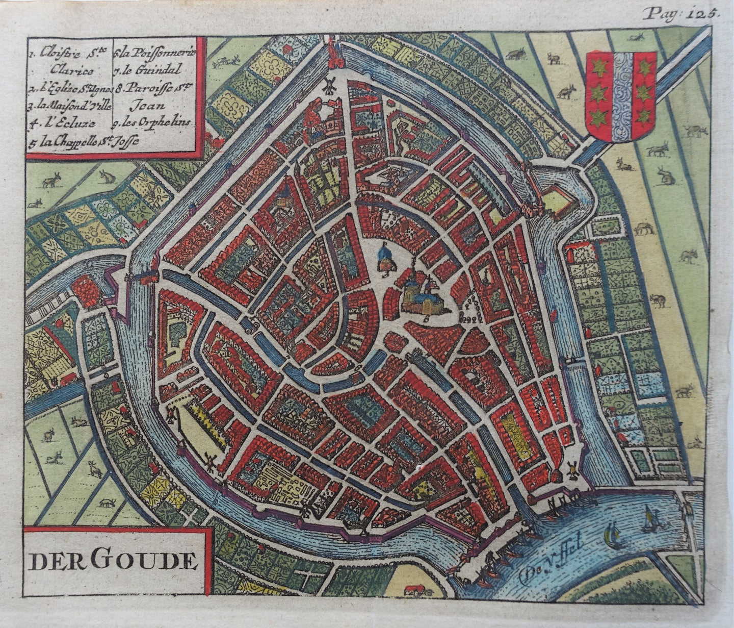Gouda Stadsplattegrond - H Wetstein - 1697