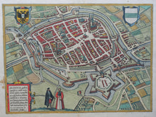 Load image in Gallery view, Groningen Stadsplattegrond in vogelvluchtperspectief - G Braun &amp; F Hogenberg - 1582