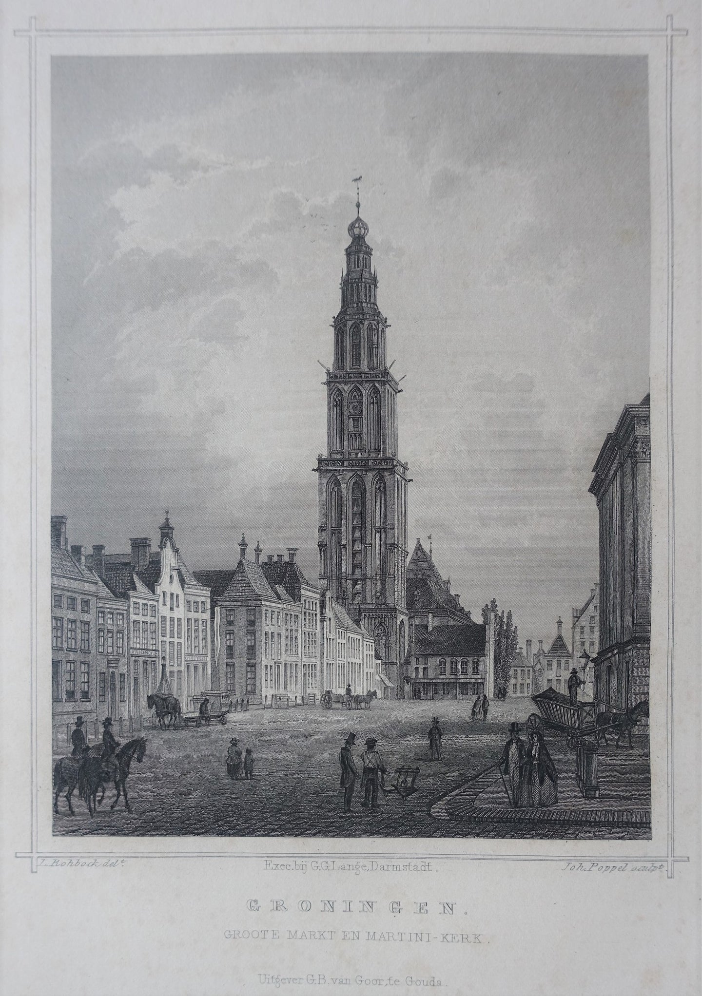 Groningen Grote Markt en Martinikerk - JL Terwen / GB van Goor - 1858