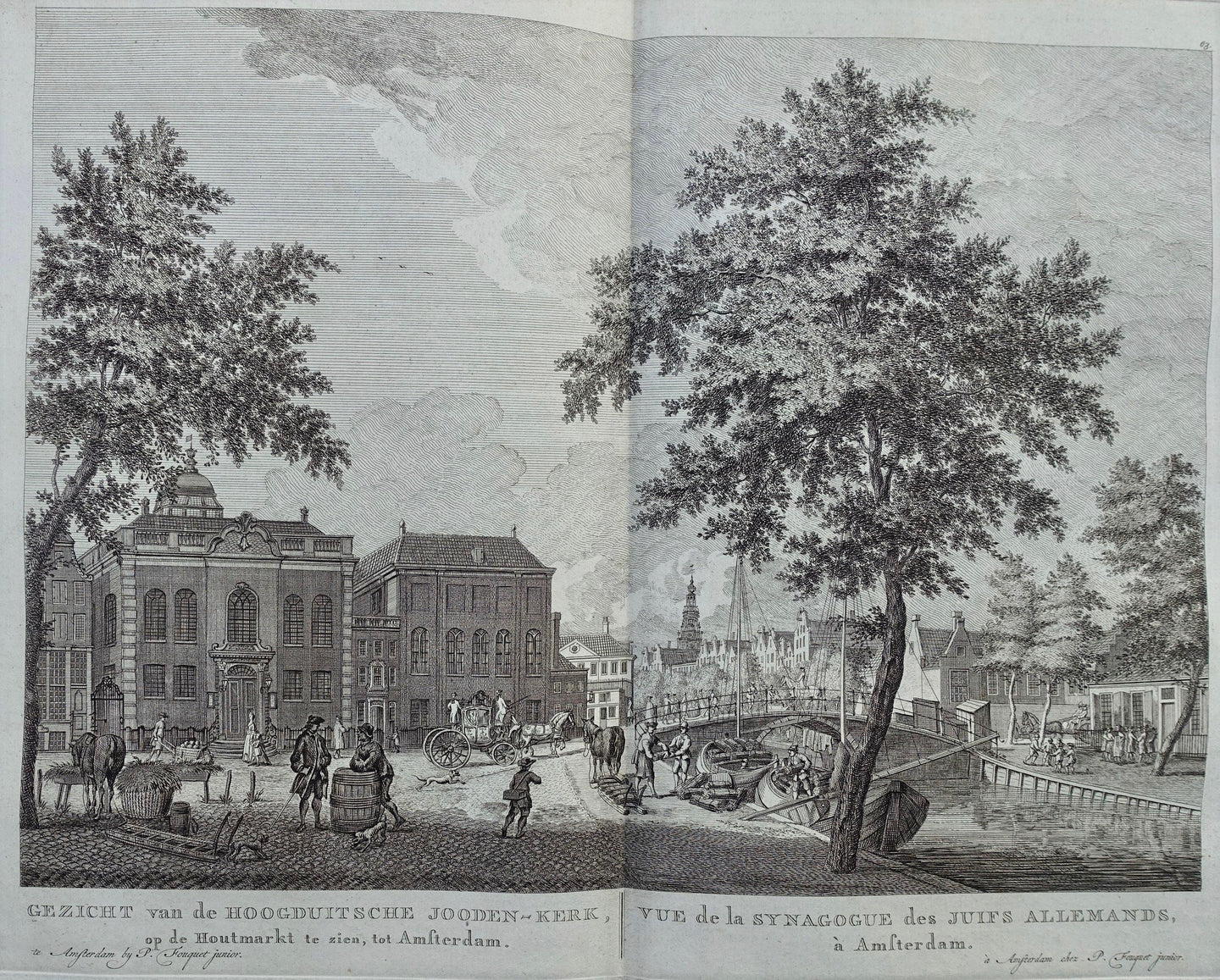 Amsterdam Jonas Daniël Meijerplein Muidergracht Hoogduitse en Nieuwe Synagoge - P Fouquet - 1783