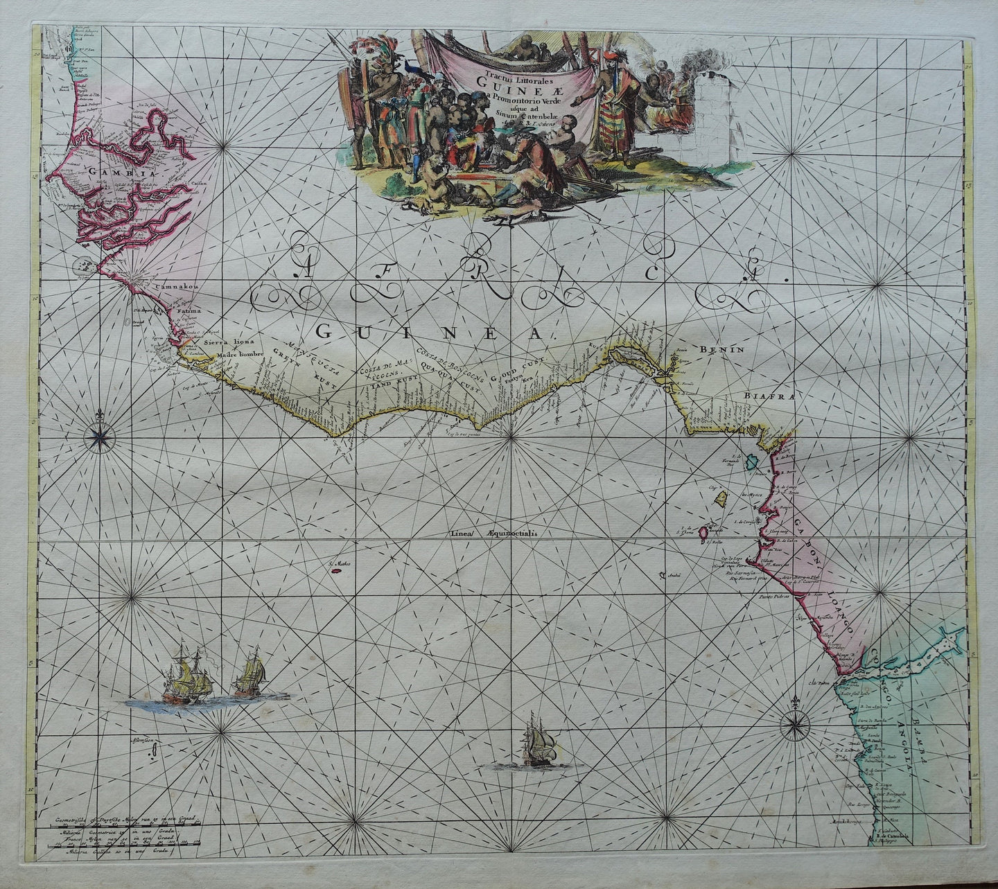 West-Afrika Guinea area Zeekaart Chart West Africa - Reinier & Josua Ottens - circa 1730