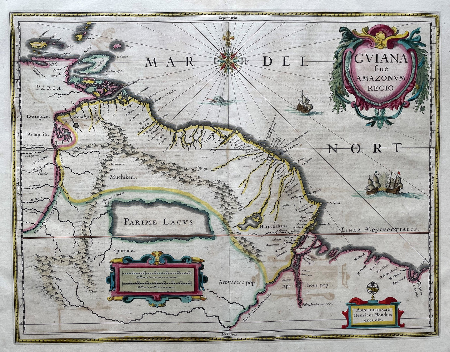 Zuid-Amerika Guyana's South America Guiana - H Hondius - circa 1640