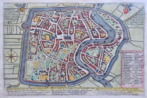 Haarlem Stadsplattegrond in vogelvluchtperspectief - PJ Saenredam / W Akersloot / S Ampzing - 1628