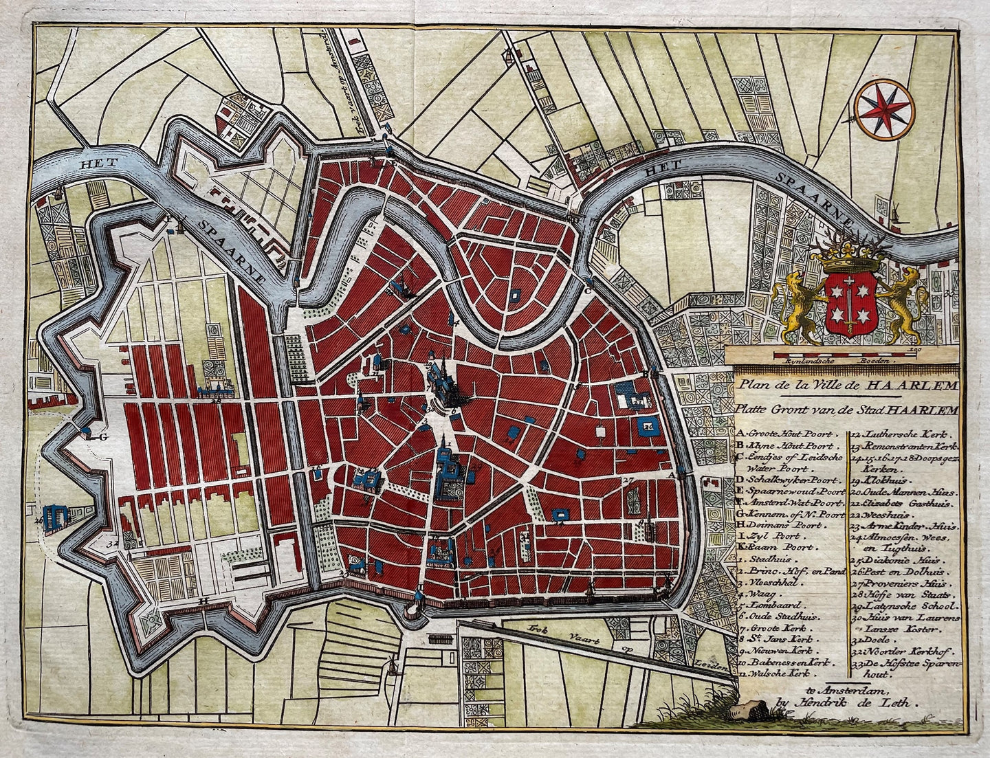 Haarlem Stadsplattegrond - H de Leth - 1740