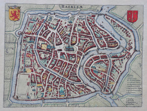 Haarlem Stadsplattegrond in vogelvluchtperspectief - WJ Blaeu / L Guicciardini - 1612