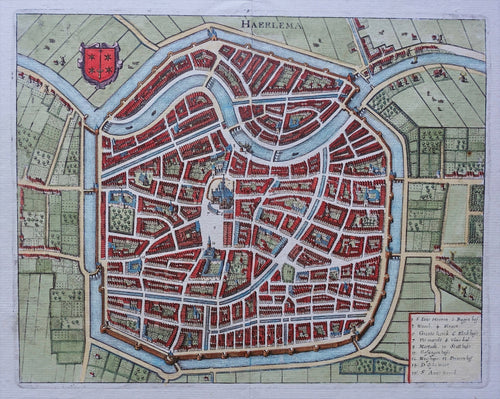 Haarlem Stadsplattegrond in vogelvluchtperspectief - M Merian - 1646