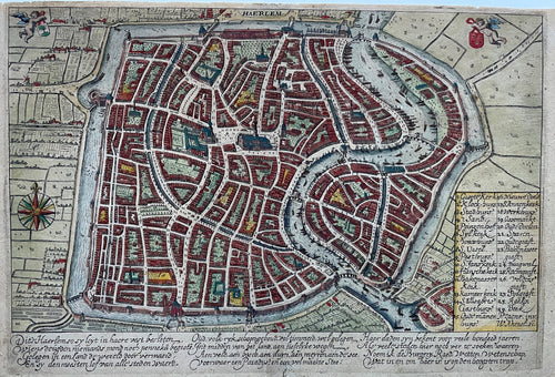 Haarlem Stadsplattegrond in vogelvluchtperspectief - PJ Saenredam / W Akersloot / S Ampzing - 1628