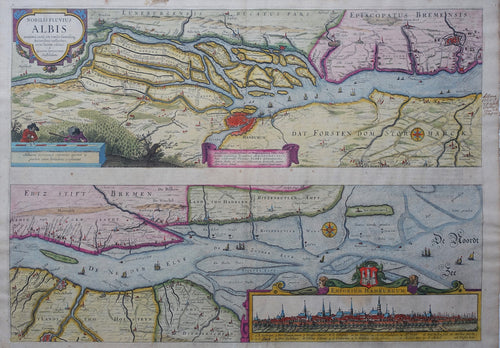 Duitsland Germany Hamburg Elbe - J Janssonius - 1633