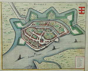 Hasselt - Stadsplattegrond in vogelvluchtperspectief - J Janssonius - 1657