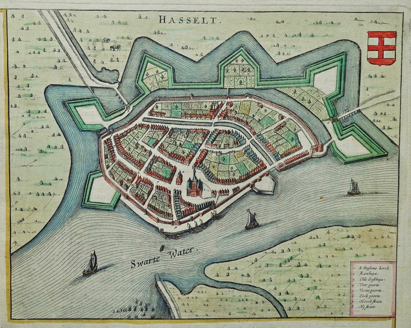 Hasselt - Stadsplattegrond in vogelvluchtperspectief - J Janssonius - 1657
