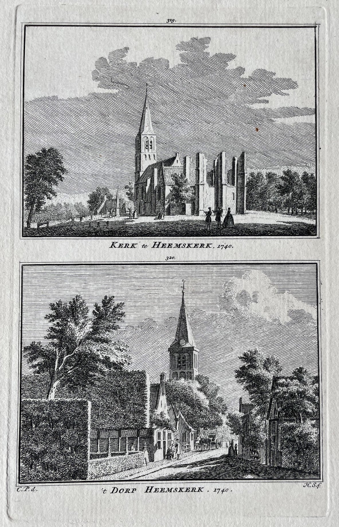 Heemskerk Twee gezichten op een blad - H Spilman - ca. 1750