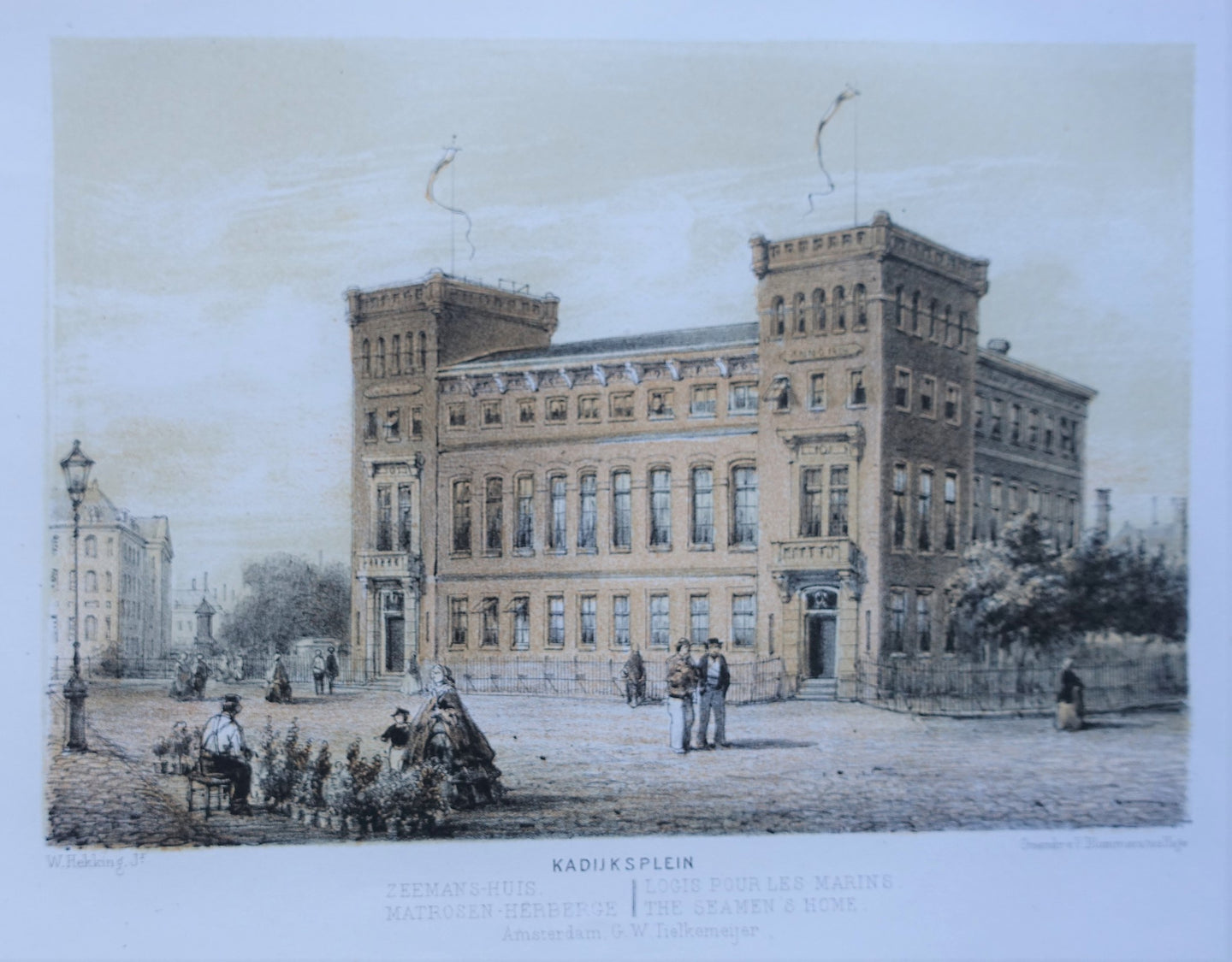 Amsterdam Kadijksplein met Zeemanshuis - W Hekking jr/ GW Tielkemeijer - 1861