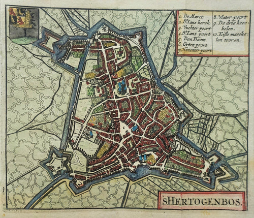 Den Bosch Stadsplattegrond 's-Hertogenbosch - WJ Blaeu / L Guicciardini - 1635