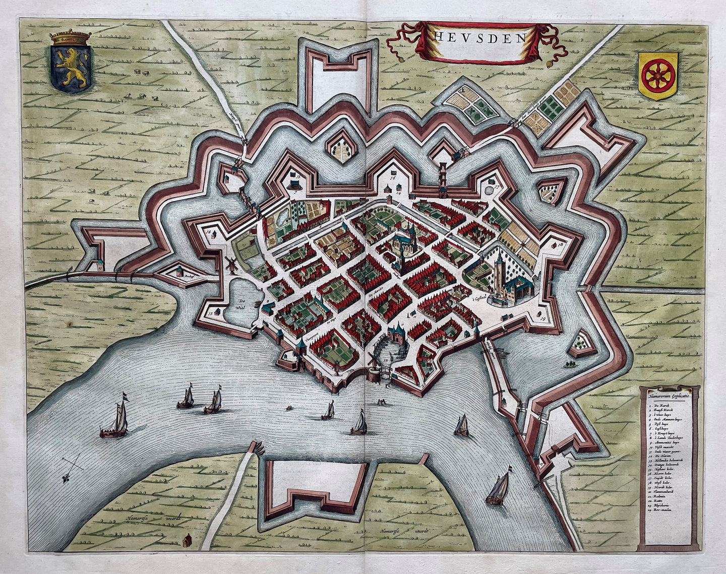Heusden Stadsplattegrond in vogelvluchtperspectief - J Blaeu - 1649